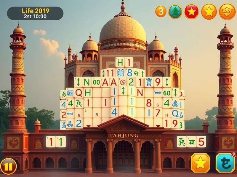 Taj Mahal Mahjong Warrior gameplay screenshot showing Indian-themed mahjong tiles